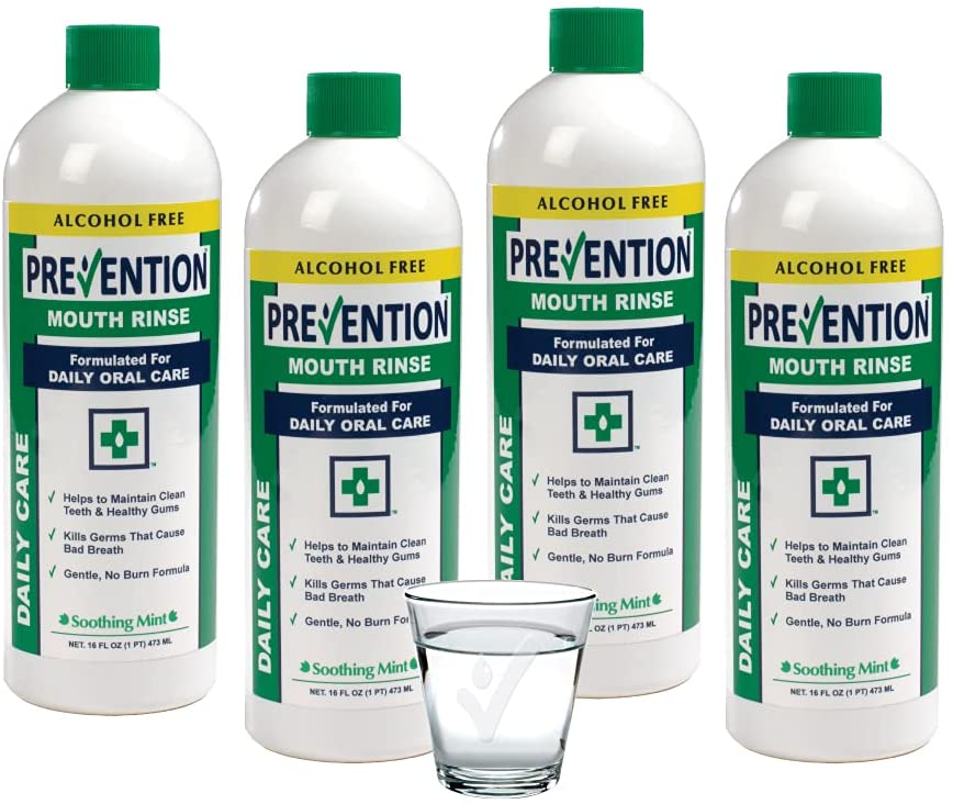 Prevention Daily Care - Alcohol Free Mouth Rinse | Value 4 Pack, Gentle Hydrogen Peroxide Mouthwash