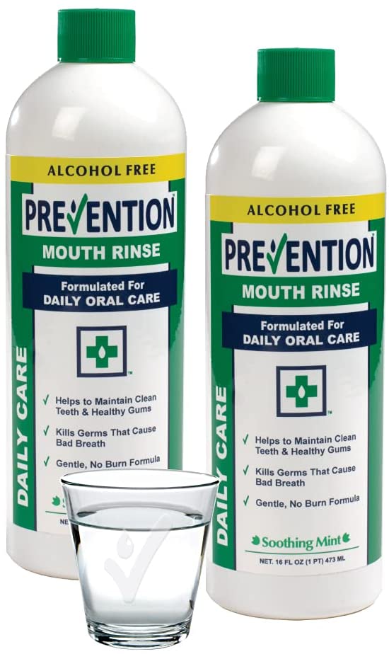 Prevention Daily Care Alcohol Free Mouth Wash Liquid – No Burn Alcohol Free Mouthwash Formula – Superior Quality – Non Alcoholic Mouth Wash for Kids & Adults – Value Pack of 2